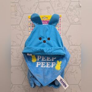 New Blue Peeps Baby girl Set Includes Hat, Bib, Booties Easter Bunny PEEP PEEP